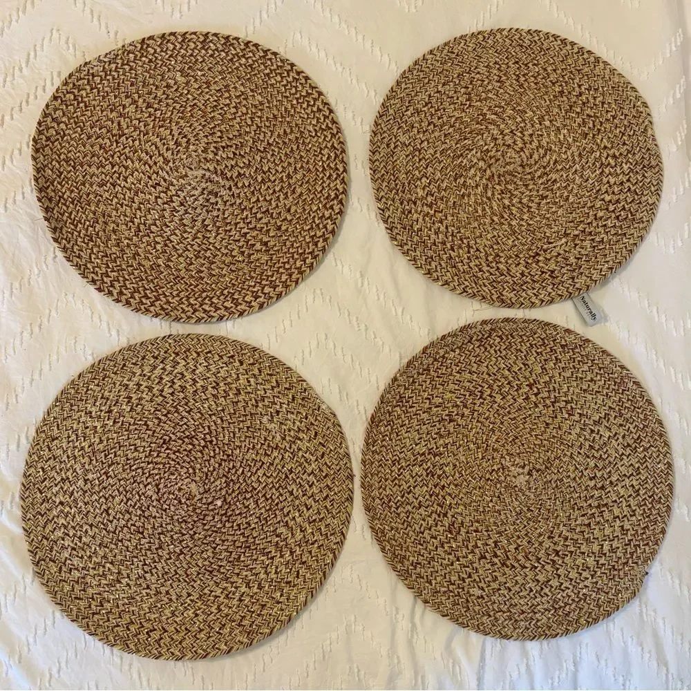 Set of 4 Placemats by Naturally, Danny Seo Cotton Metallic Yarn Round 15” Autumn